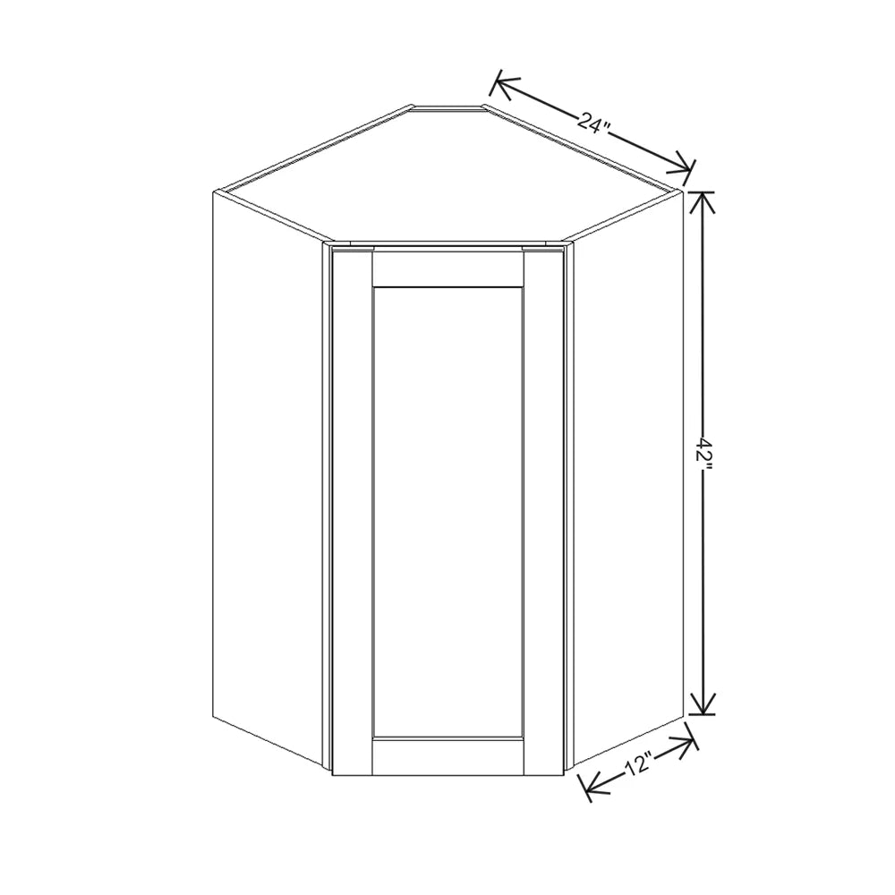 J&K White Shaker S8 Wall Diagonal Cabinet - 24" W x 42" H