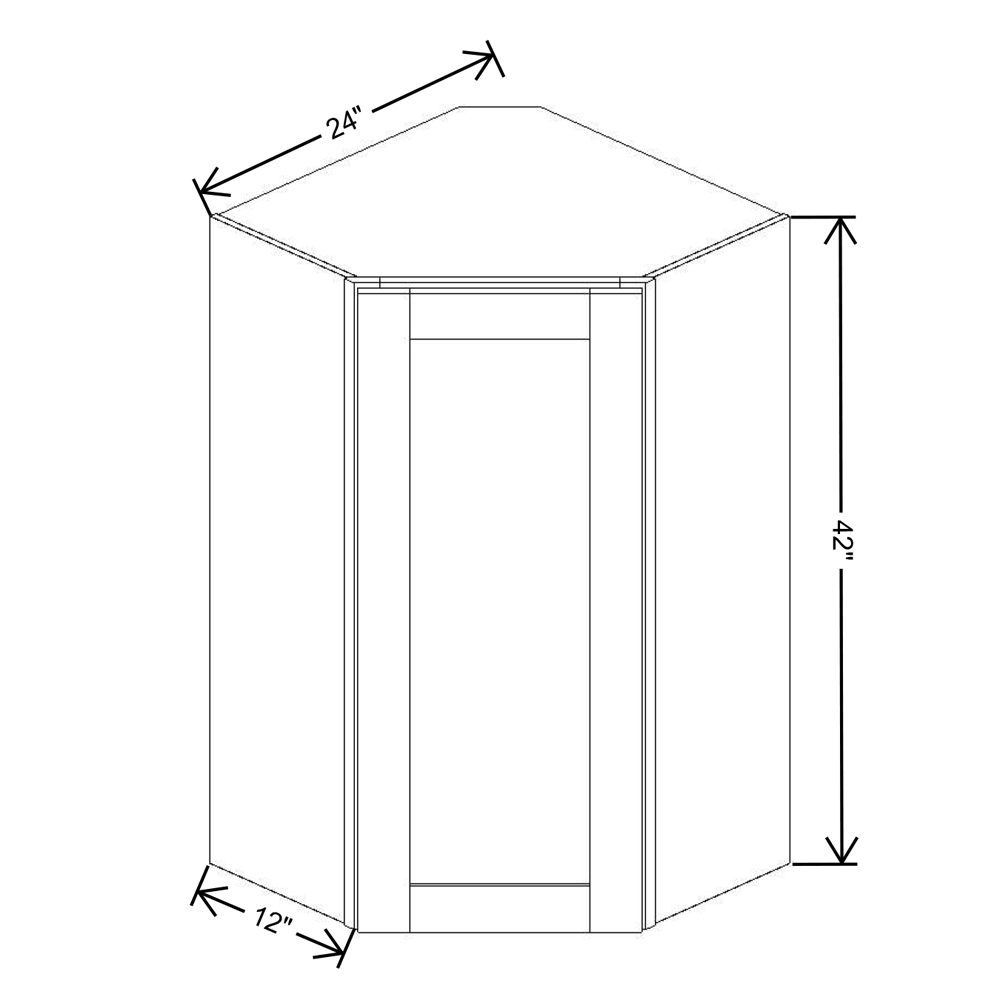 Fabuwood Quest Metro Mist Diagonal Corner Wall 24"W x 42"H Shaker Cabinet