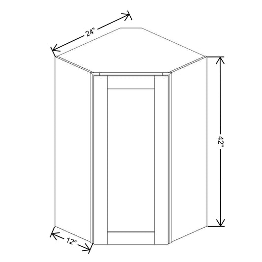 Fabuwood Quest Metro Mist Diagonal Corner Wall 24"W x 42"H Shaker Cabinet