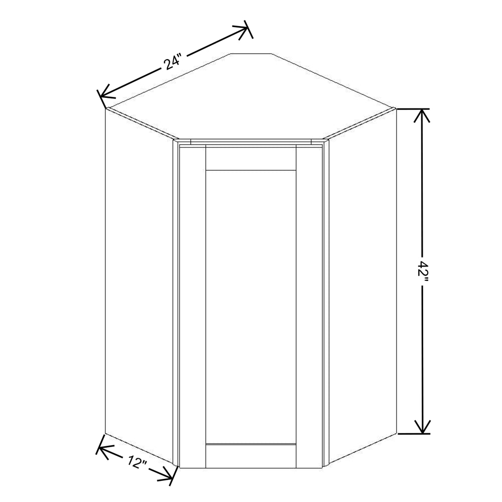 Fabuwood Quest Metro Frost Diagonal Corner Wall 24"W x 42"H Shaker Cabinet