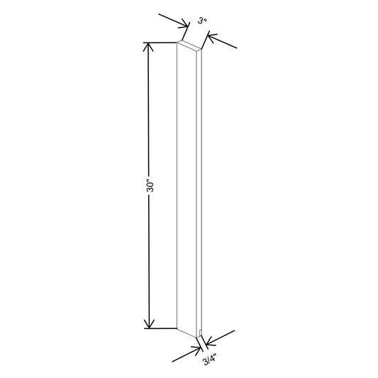 Cubitac Prestige Milan Latte 3"W X 30"H Wall Filler