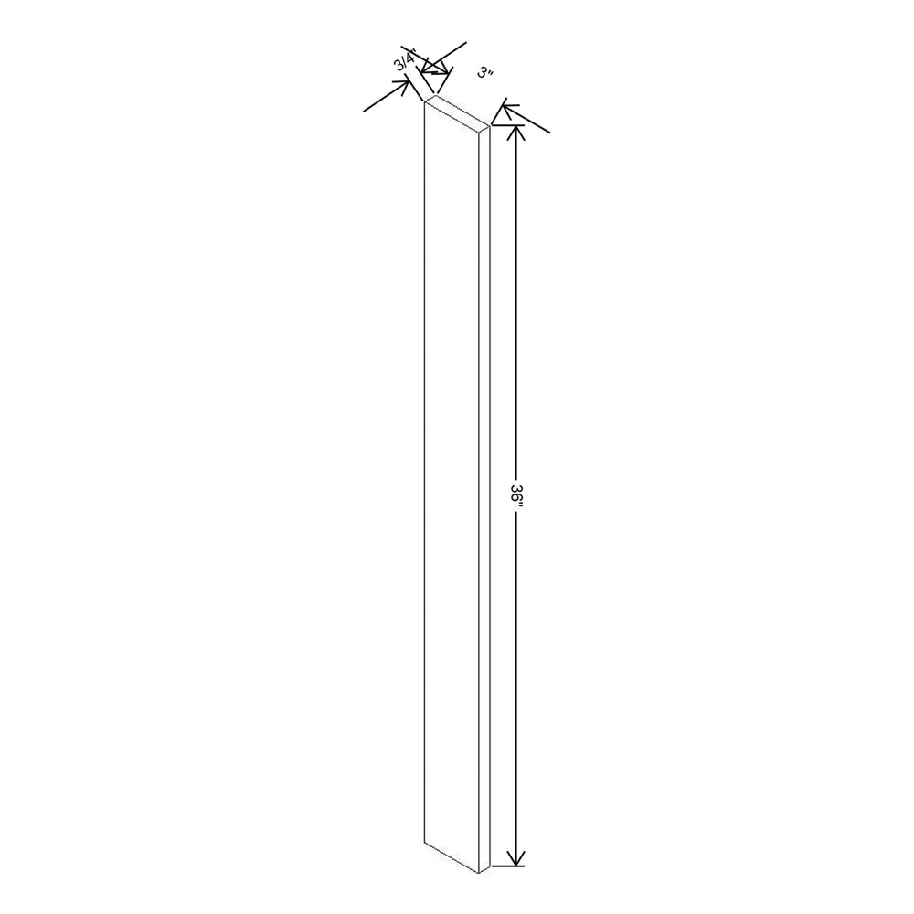 J&K White Shaker S8 Wall Filler 3" W x 36" H