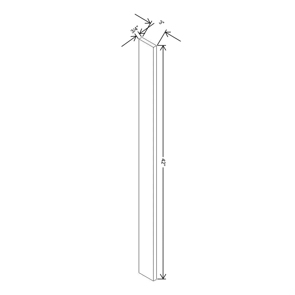 J&K White Shaker S8 Wall Filler 3" W x 42" H