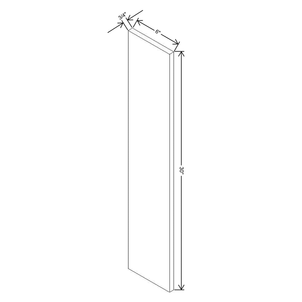 J&K White Shaker S8 Wall Filler 6" W x 30" H