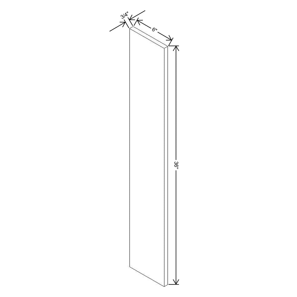 J&K White Shaker S8 Wall Filler 6" W x 36" H