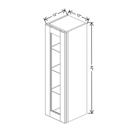 J&K Greige K3 Wall Glass Cabinet - 12" W x 42" H (No Glass Insert)