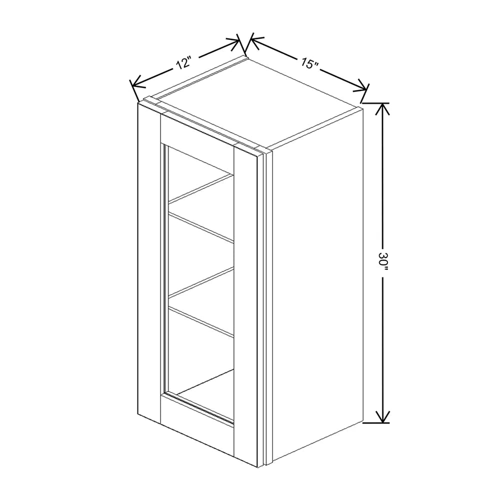 J&K Dove E1 Wall Glass Cabinet - 15" W x 30" H (No Glass Insert)