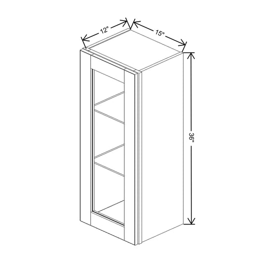 J&K Charcoal E2 Wall Glass Cabinet - 15" W x 36" H (No Glass Insert)