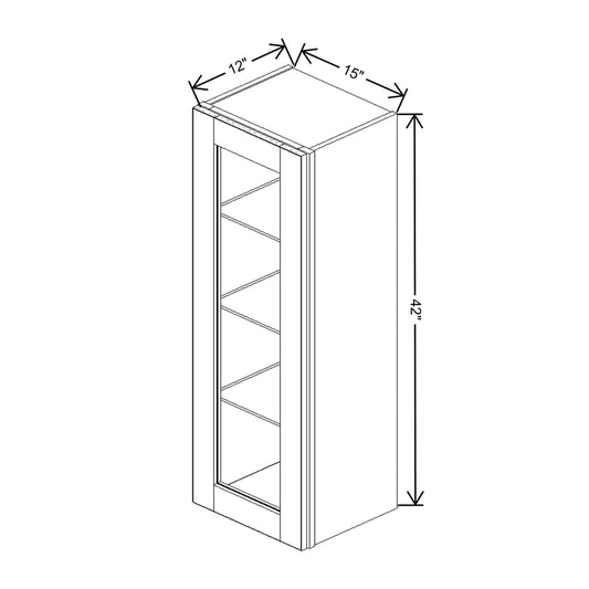 J&K Espresso K8 Wall Glass Cabinet - 15" W x 42" H (No Glass Insert)