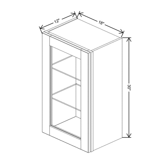 J&K Butterscotch B8 Wall Glass Cabinet - 18" W x 30" H (No Glass Insert)