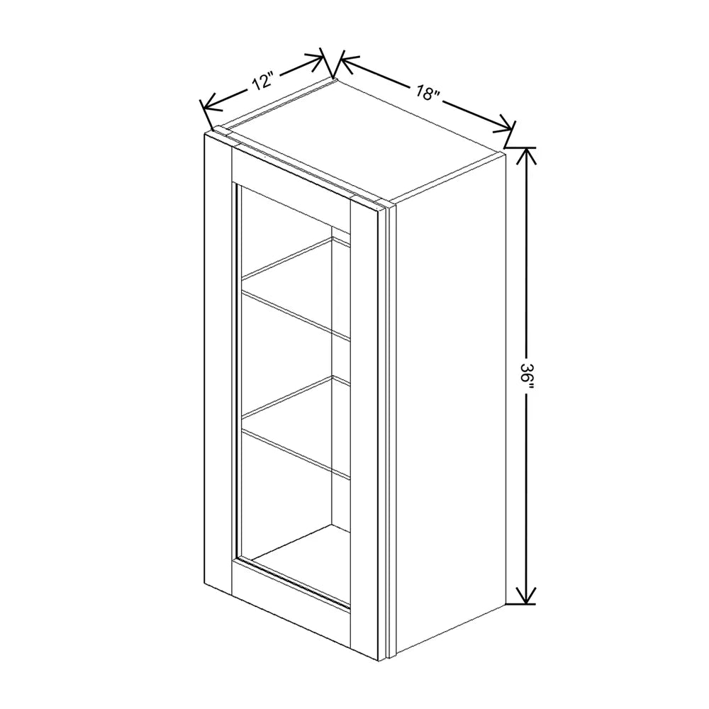 J&K Sage E3 Wall Glass Cabinet - 18" W x 36" H (No Glass Insert)