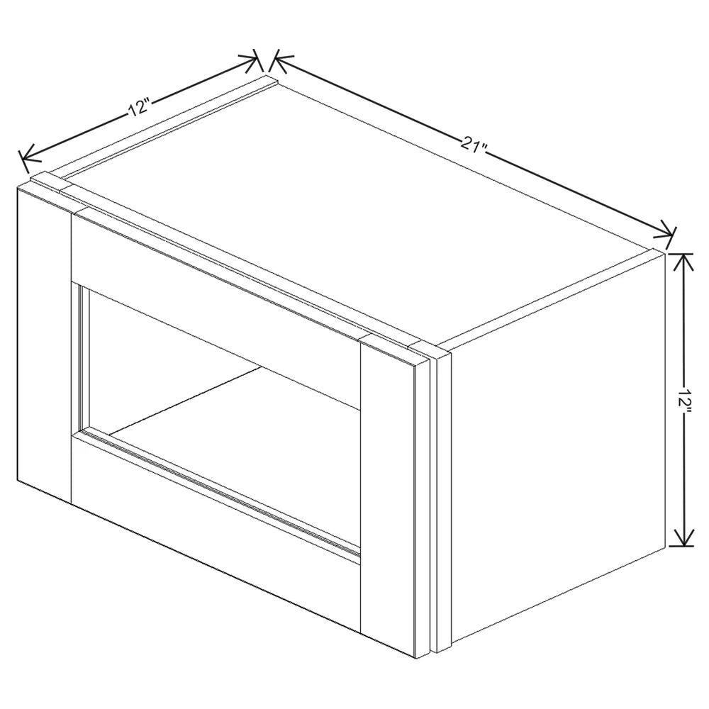 J&K White Shaker S8 Wall Glass Cabinet - 21" W x 12" H (No Glass Insert)