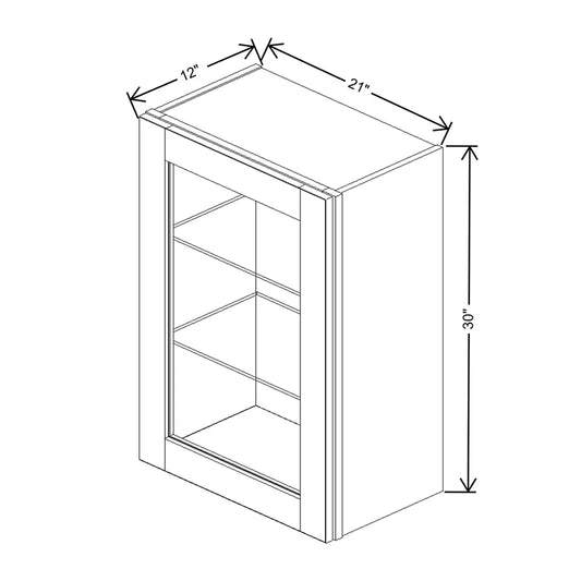 J&K Pebble B6 Wall Glass Cabinet - 21" W x 30" H (No Glass Insert)