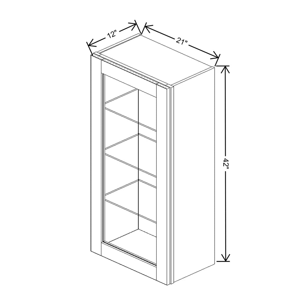 J&K Castle Grey S5 Wall Glass Cabinet - 21" W x 42" H (No Glass Insert)