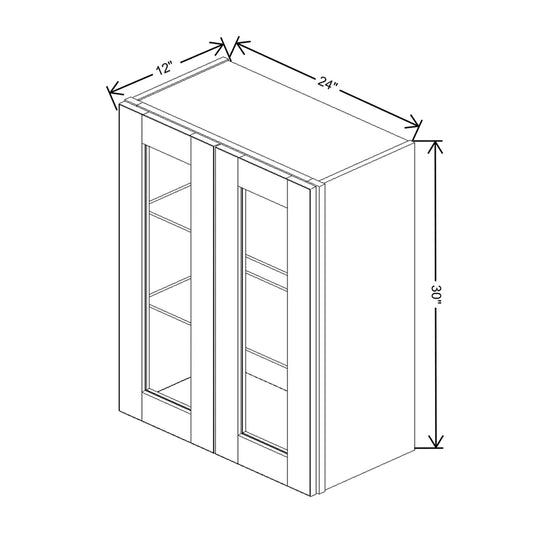 J&K Pure B5 Wall Glass Cabinet - 24" W x 30" H (No Glass Insert)