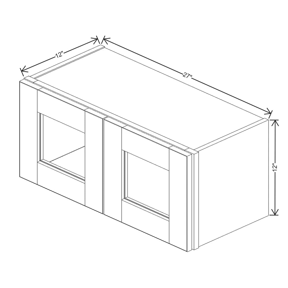 J&K Butterscotch B8 Wall Glass Cabinet - 27" W x 12" H (No Glass Insert)