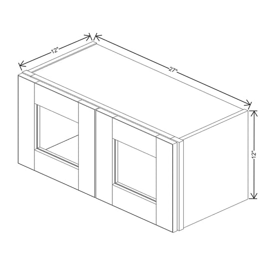 J&K Dove E1 Wall Glass Cabinet - 27" W x 12" H (No Glass Insert)