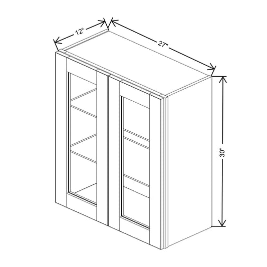 J&K Dove E1 Wall Glass Cabinet - 27" W x 30" H (No Glass Insert)