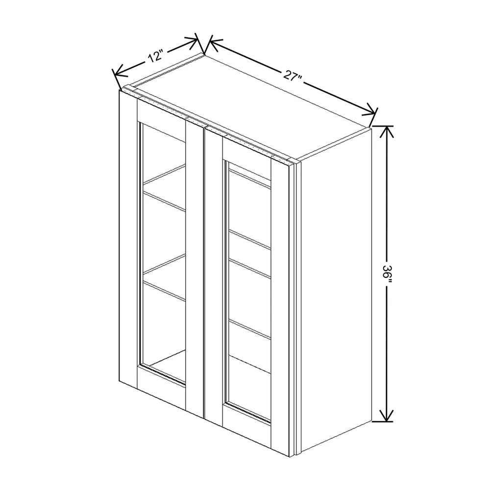 J&K Sage E3 Wall Glass Cabinet - 27" W x 36" H (No Glass Insert)