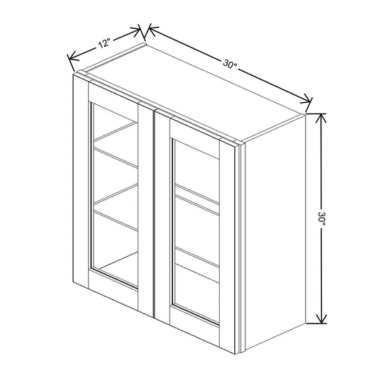 J&K Creme Glazed A7 Wall Glass Cabinet - 30" W x 30" H (No Glass Insert)