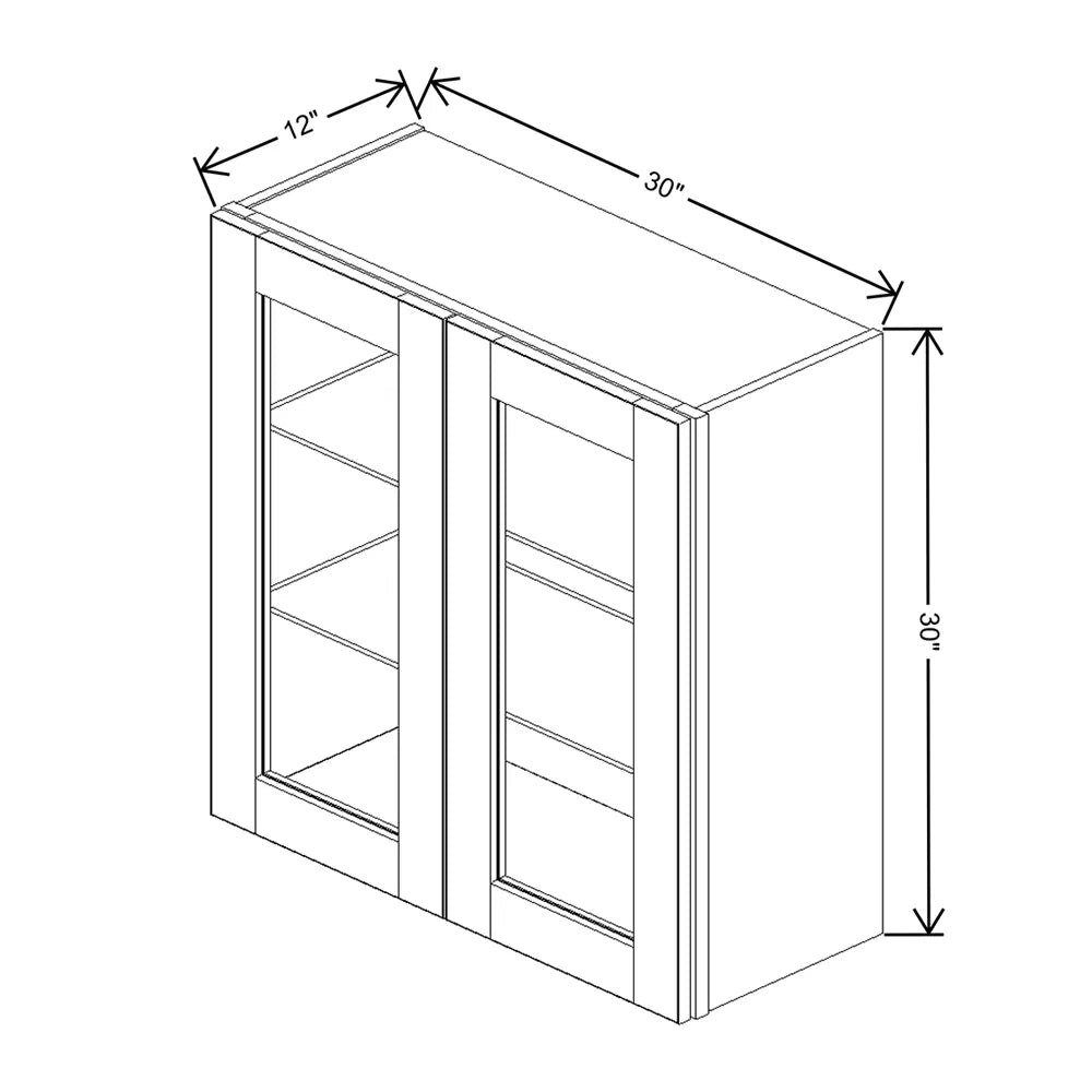 J&K Charcoal E2 Wall Glass Cabinet - 30" W x 30" H (No Glass Insert)