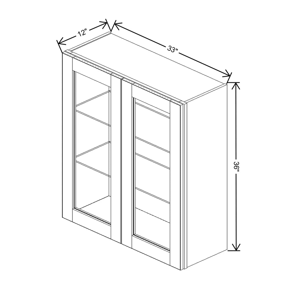 J&K Hazel H8 Wall Glass Cabinet - 33" W x 36" H (No Glass Insert)