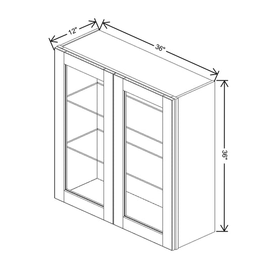 J&K Pebble B6 Wall Glass Cabinet - 36" W x 36" H (No Glass Insert)