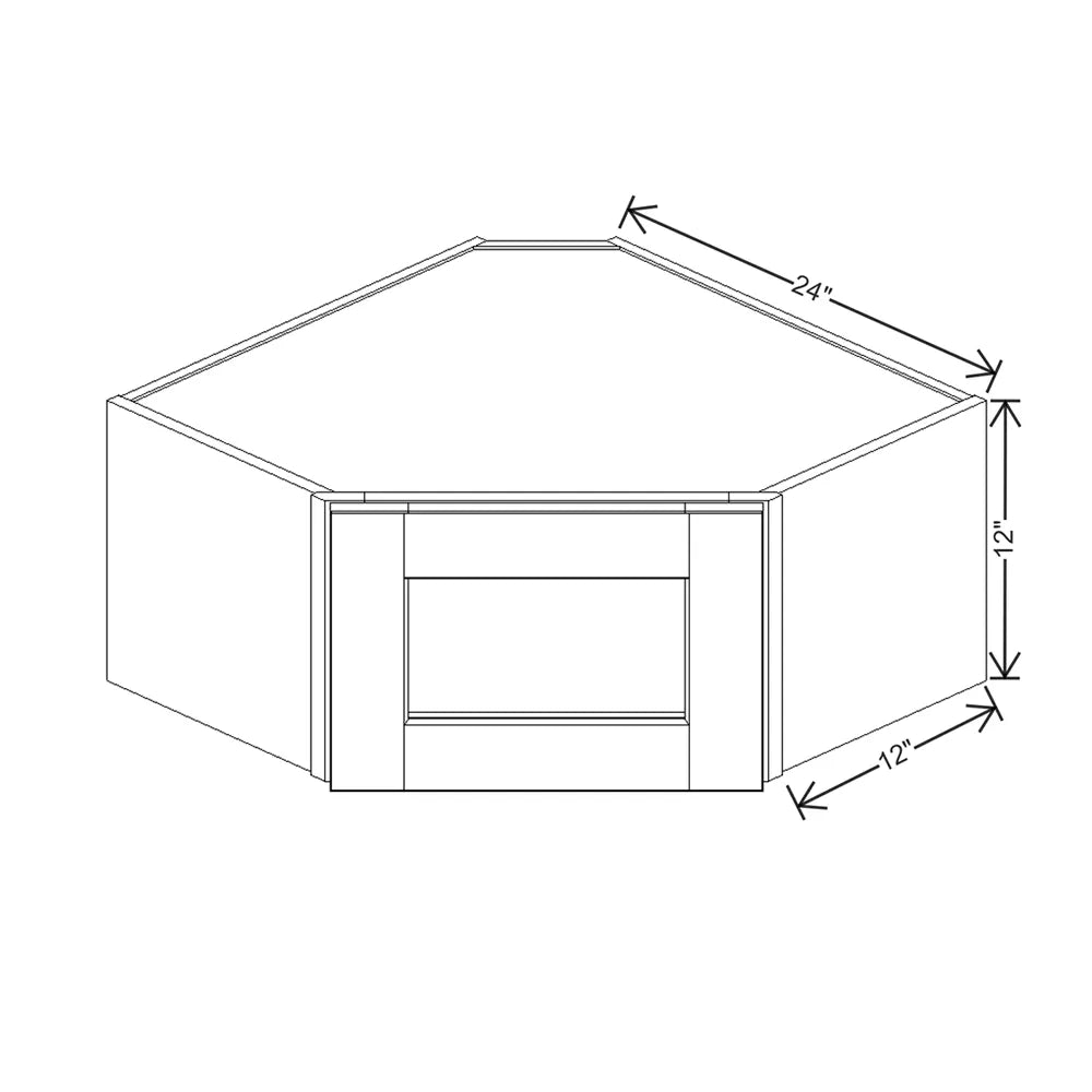 J&K White Shaker S8 Wall Diagonal Glass Insert- 24" W x 12" H (No Glass Insert)