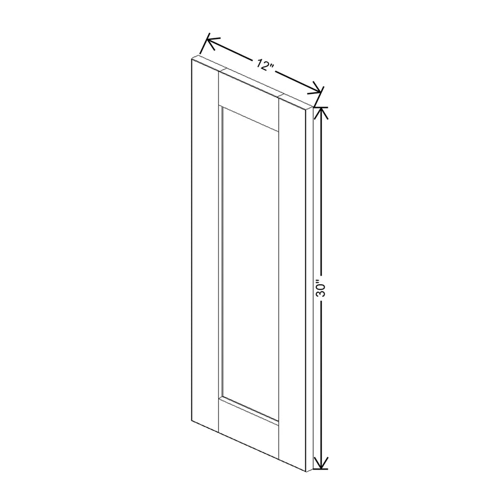 J&K White Shaker S8 Dummy Insert Door Glass 12" W x 30" H