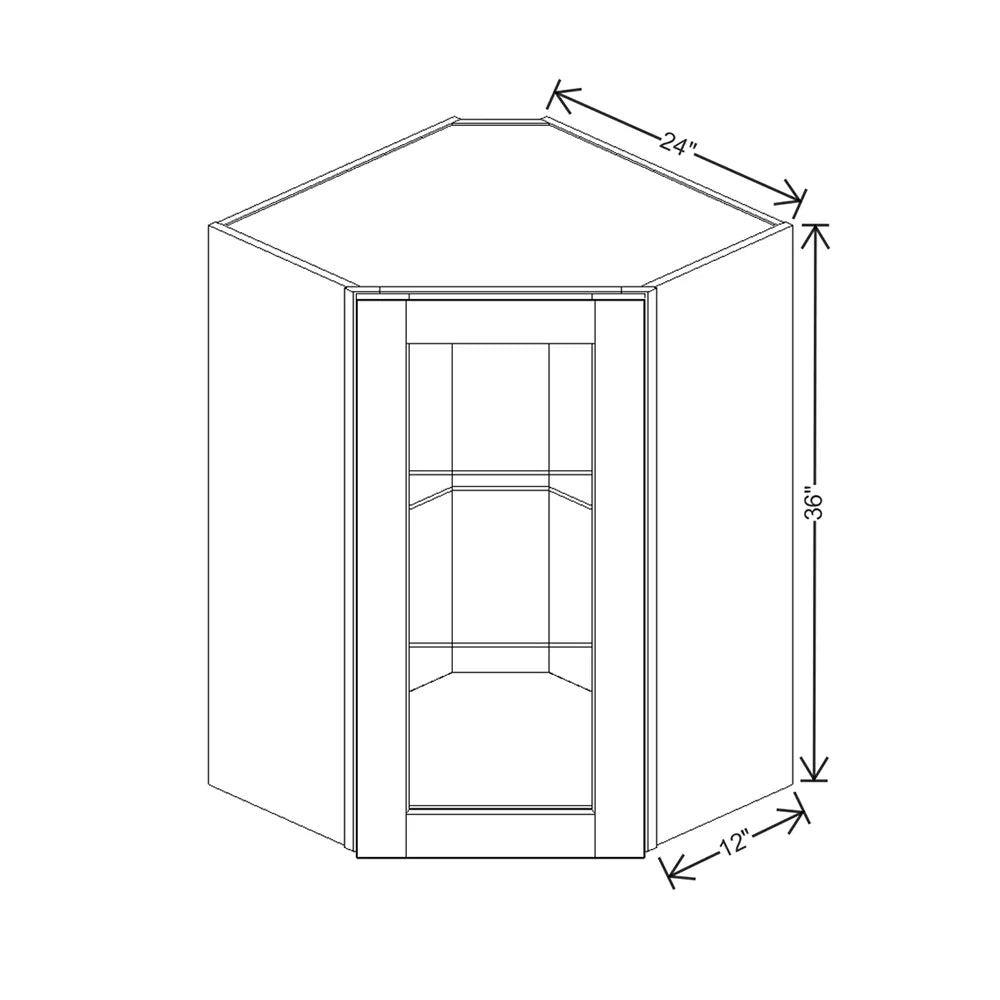 J&K White Shaker S8 Wall Diagonal Glass Insert- 24" W x 36" H (No Glass Insert)