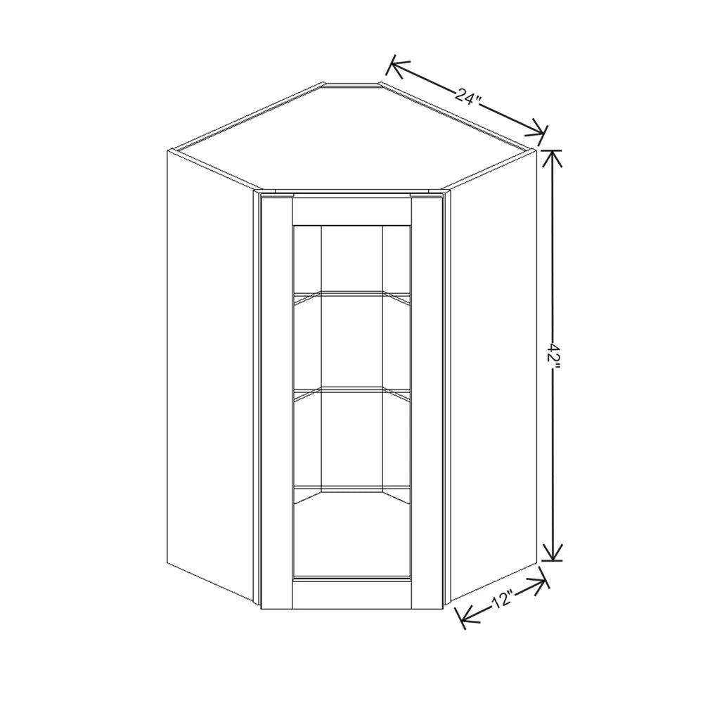 J&K White Shaker S8 Wall Diagonal Glass Insert- 24" W x 42" H (No Glass Insert)