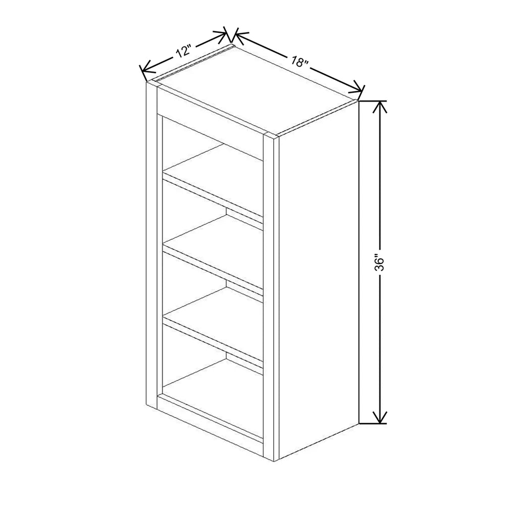 Fabuwood Allure Luna Timber 18" W X 36" H X 12" D Wall Open Shelf Cabinet