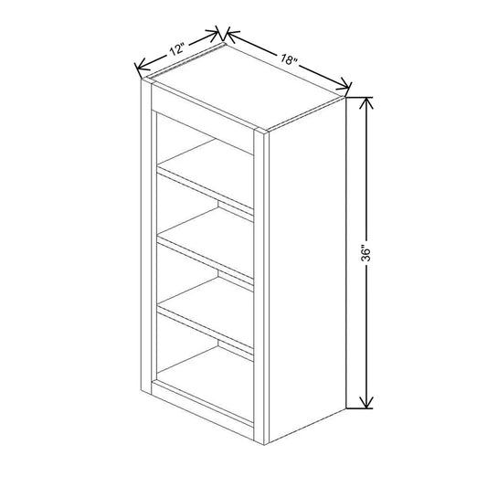Fabuwood Allure Luna Dove 18" W X 36" H X 12" D Wall Open Shelf Cabinet