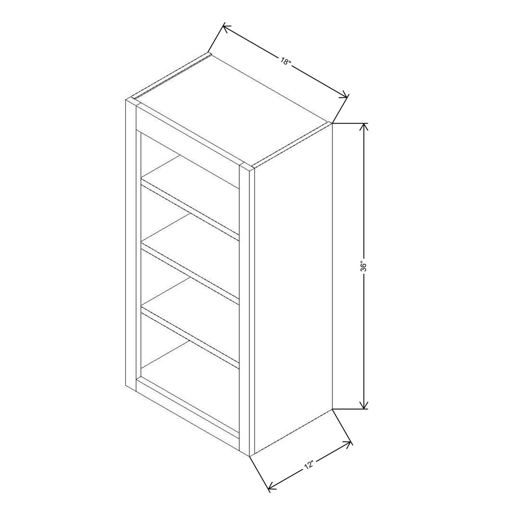 Fabuwood Allure Galaxy Frost 18"W X 36"H Wall Open Shelf  {Galaxy-Fusion}