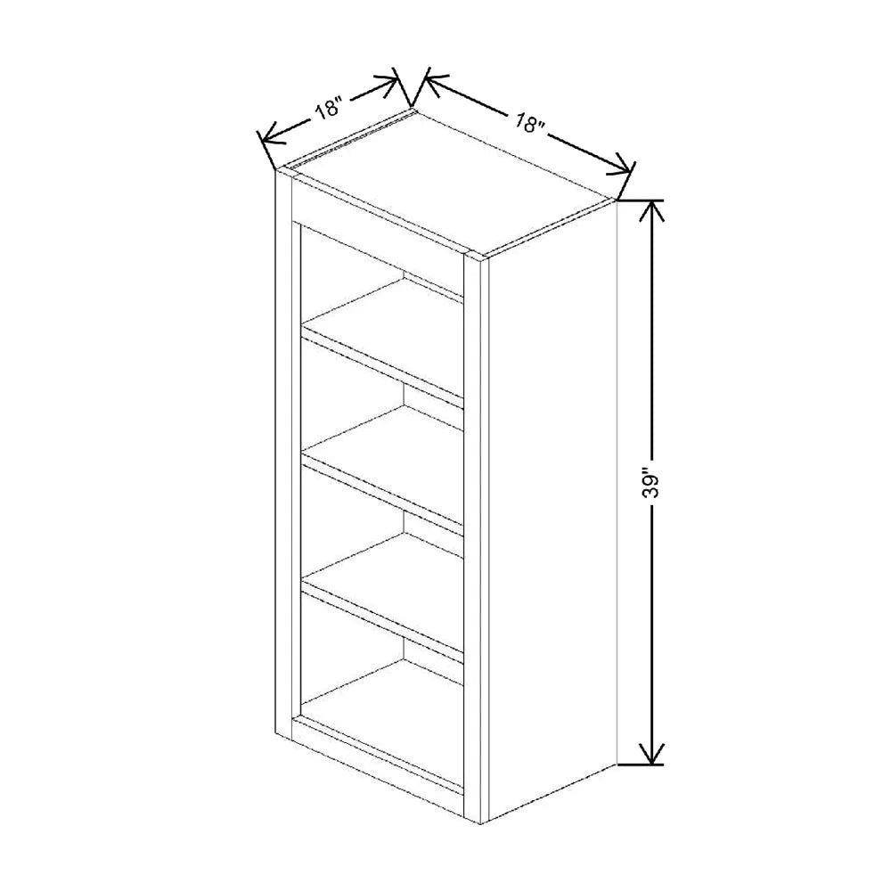 Fabuwood Allure Galaxy Nickel 18" W X 39" H X 12" D Wall Open Shelf Cabinet