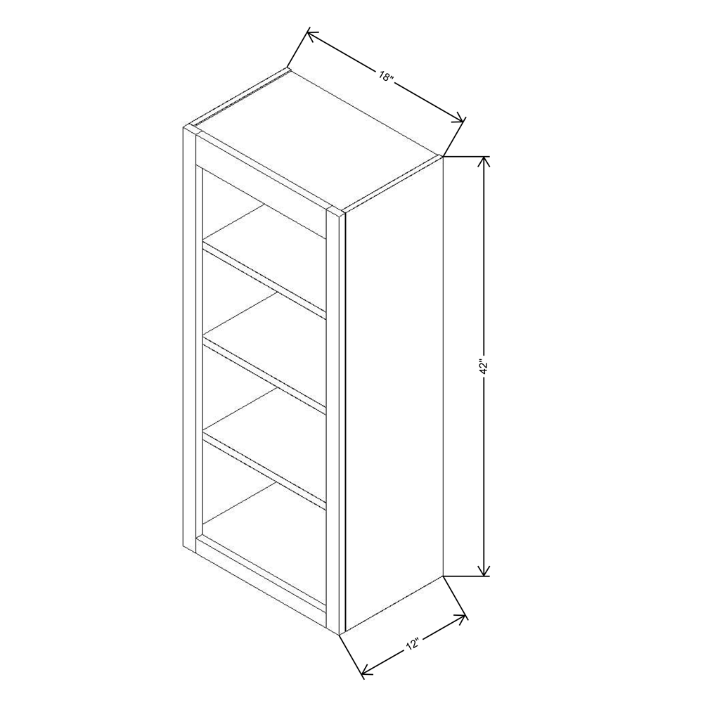 FABUWOOD ALLURE Onyx Horizon  18"W X 42"H  WALL OPEN SHELF  {Onyx-Fusion}