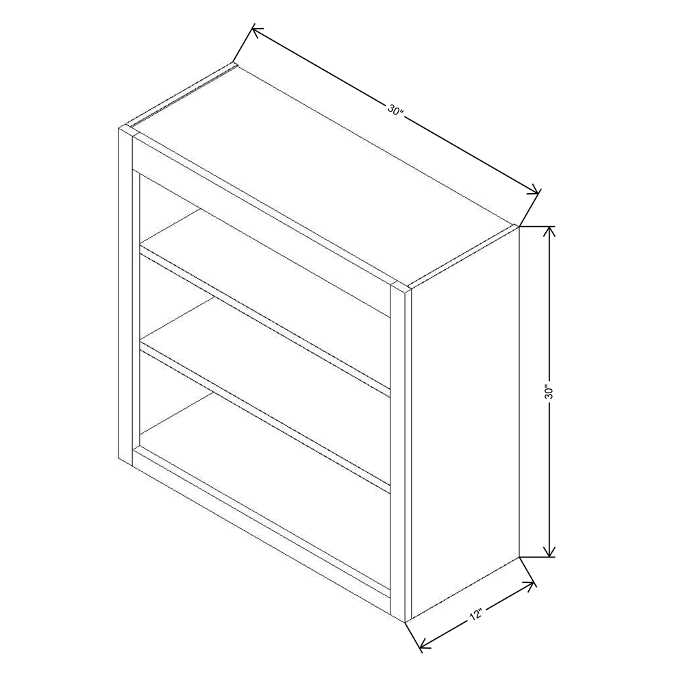 FABUWOOD ALLURE Fusion Kona 30"W X 30"H  WALL OPEN SHELF  {Kona-Fusion}