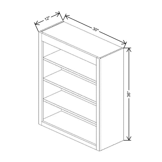 Fabuwood Allure Luna Dove 30" W X 36" H X 12" D Wall Open Shelf Cabinet