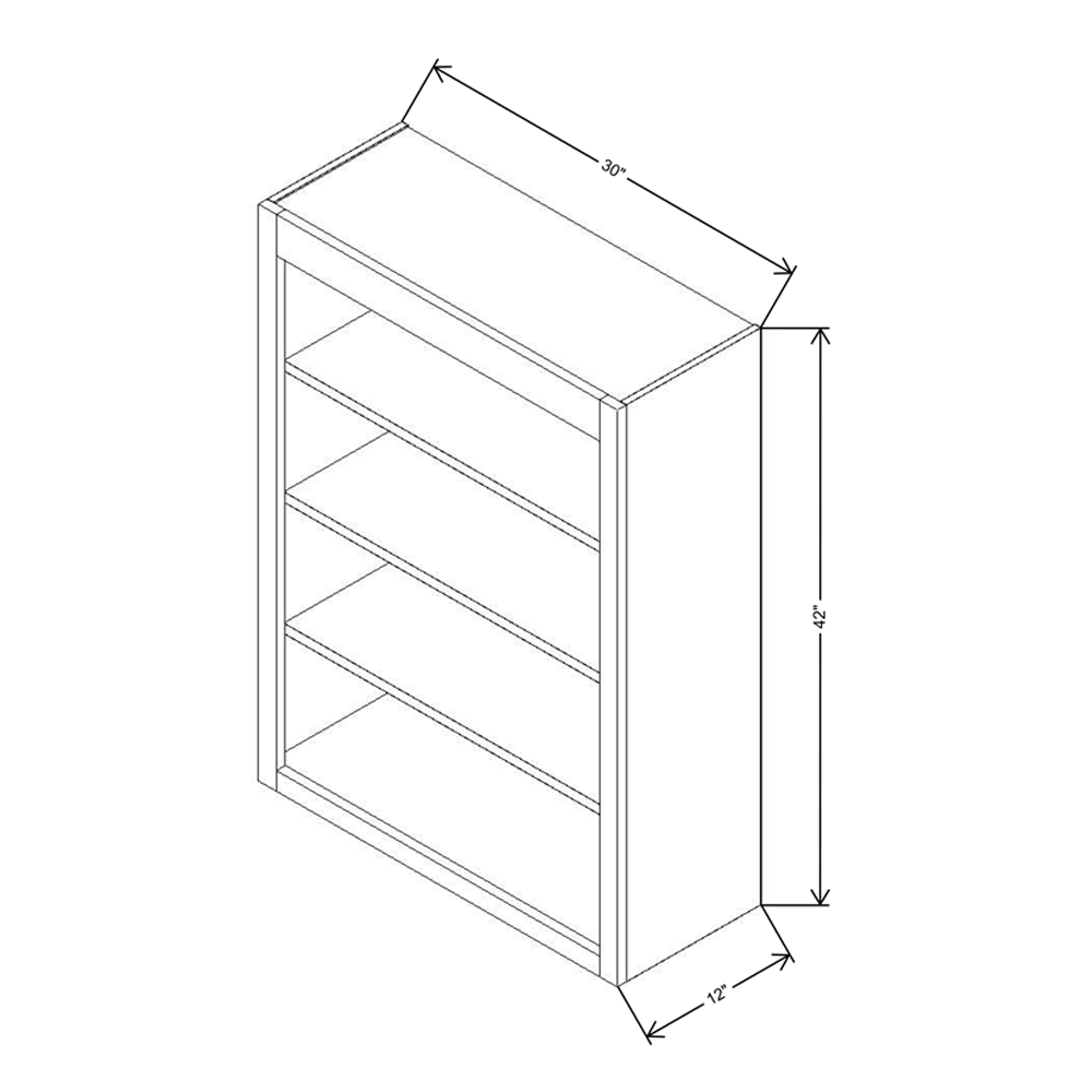 FABUWOOD ALLURE Fusion Kona 30"W X 42"H  WALL OPEN SHELF  {Kona-Fusion}