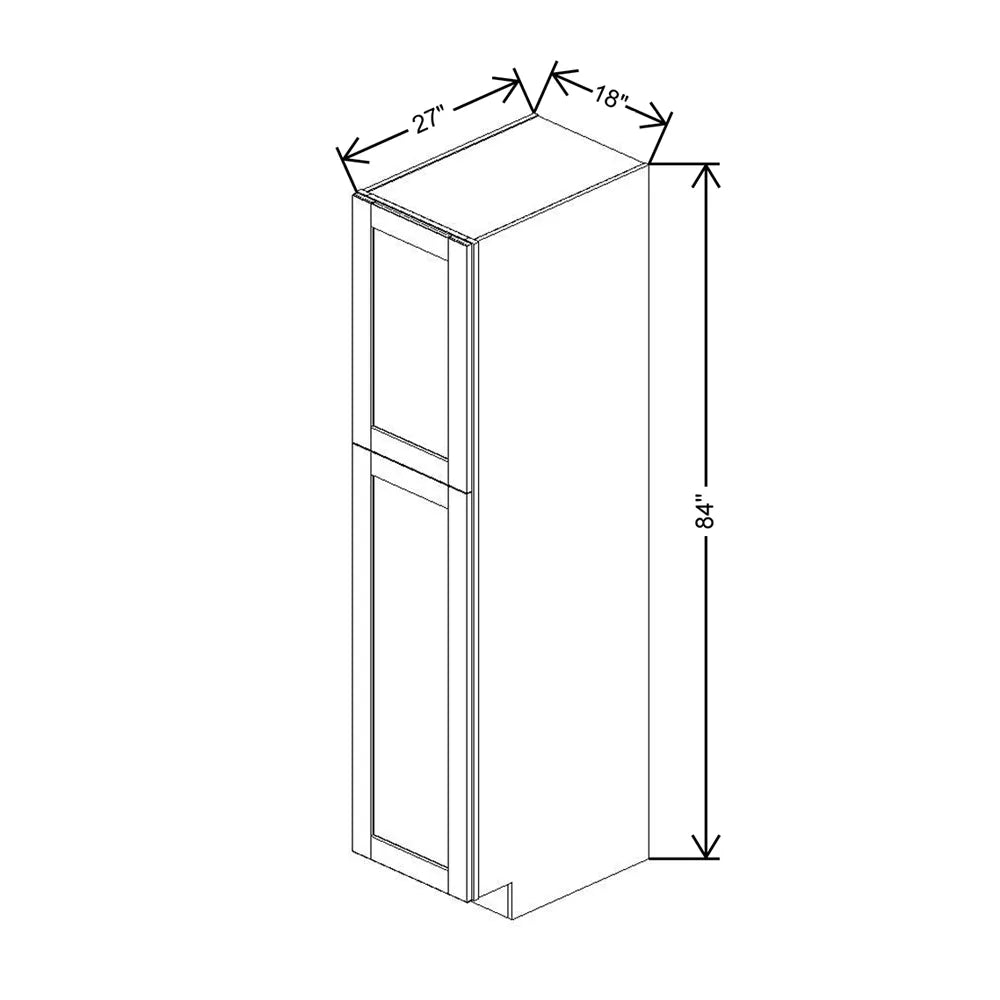 J&K White Shaker S8 Pantry w/Roll-Out Trays 18" W x 84" H x 27" D