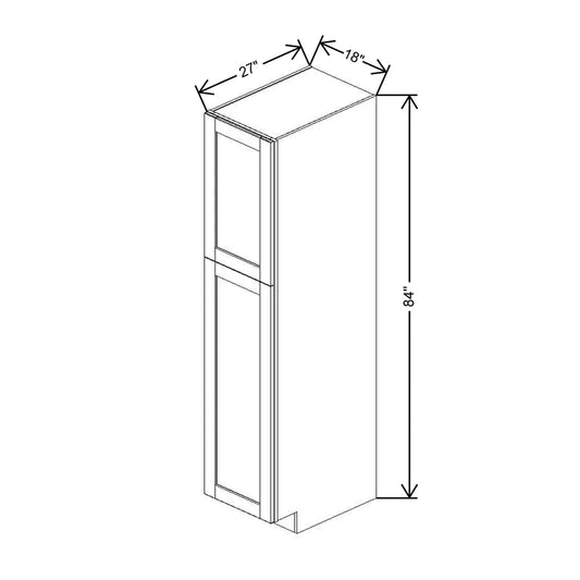 J&K Castle Grey S5 Pantry w/Roll-Out Trays 18" W x 84" H x 27" D