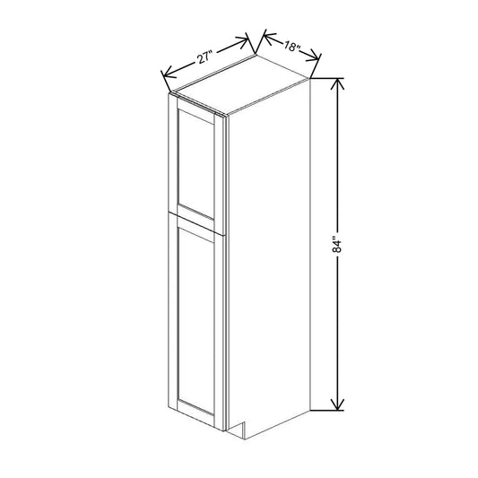 J&K Mocha Glazed K10 Pantry w/Roll-Out Trays 18" W x 84" H x 27" D