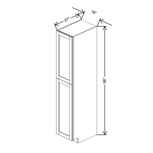 J&K Creme Glazed A7 Pantry w/Roll-Out Trays 18" W x 96" H x 27" D