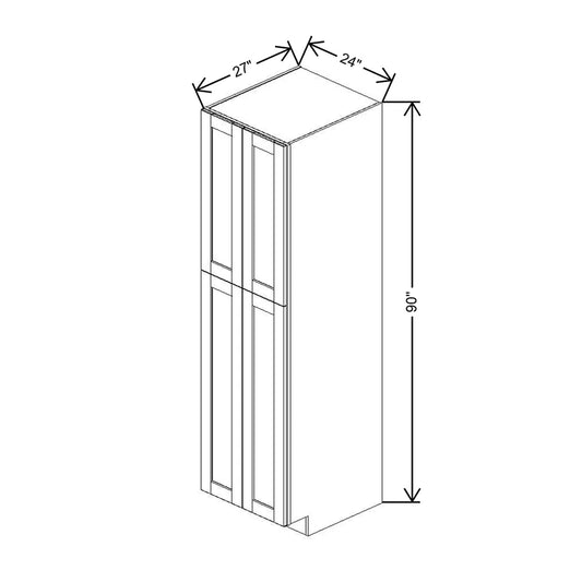 J&K Mocha Glazed K10 Pantry w/Roll-Out Trays 24" W x 90" H x 27" D