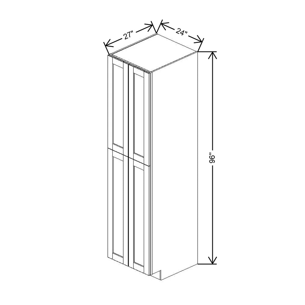 J&K White Shaker S8 Pantry w/Roll-Out Trays 24" W x 96" H x 27" D