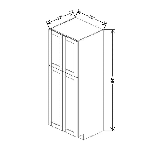 J&K Castle Grey S5 Pantry w/Roll-Out Trays 30" W x 84" H x 27" D