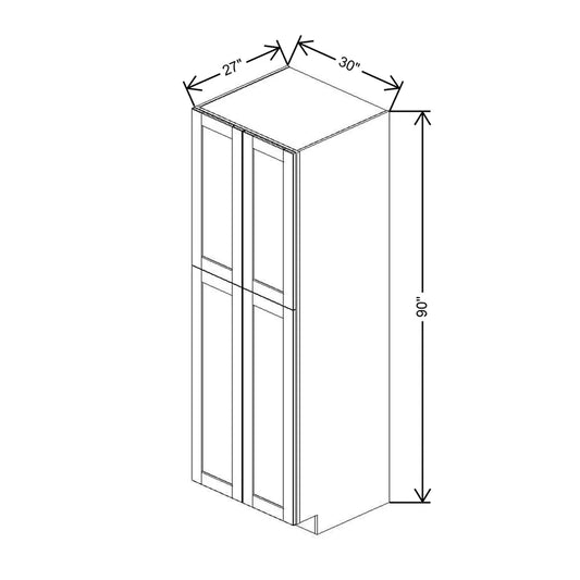 J&K Creme Glazed A7 Pantry w/Roll-Out Trays 30" W x 90" H x 27" D