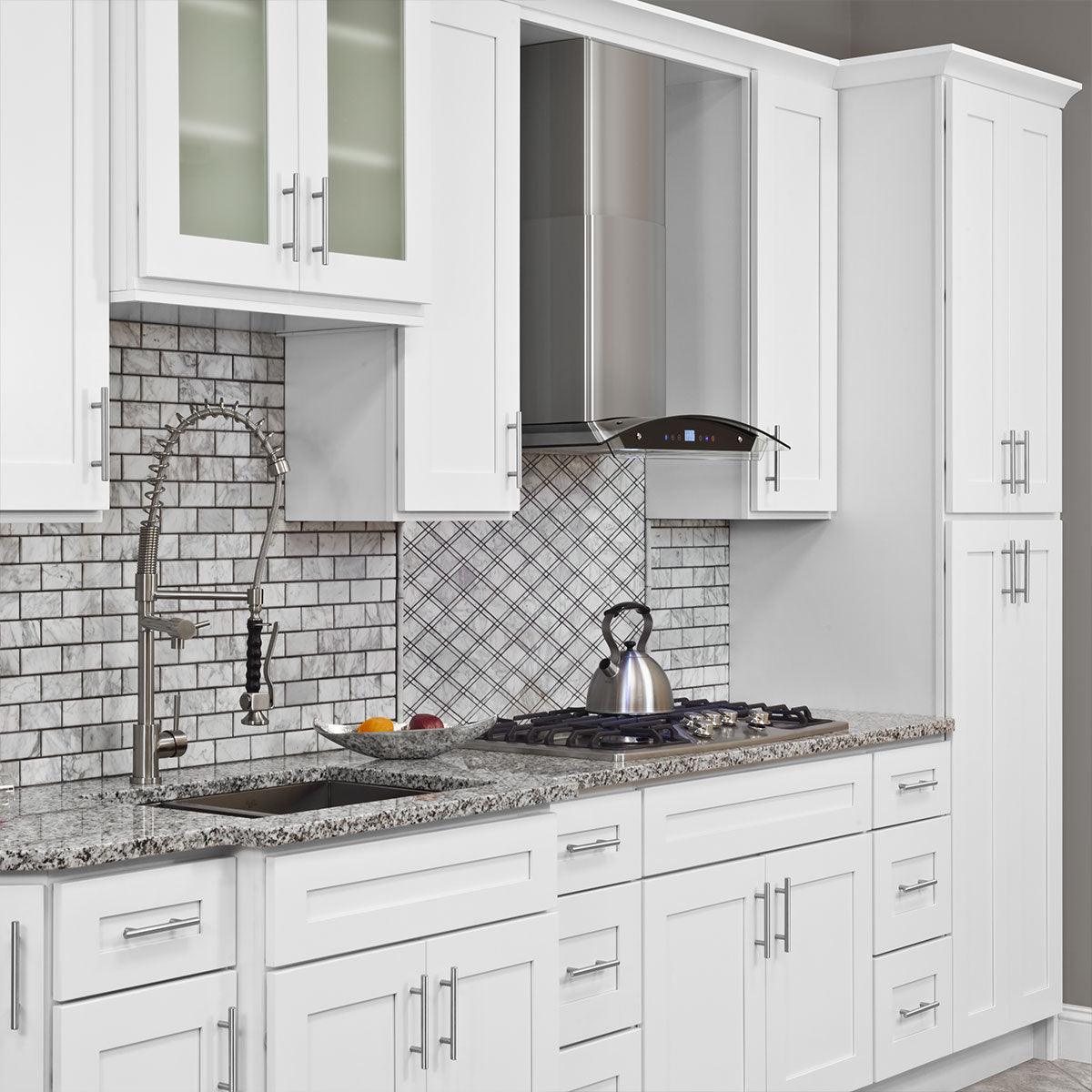 Mullion Diagonal Corner Wall Kitchen Cabinet DCMD2442 Alpina White LessCare 24 in. width 42 in. height 12 in. depth