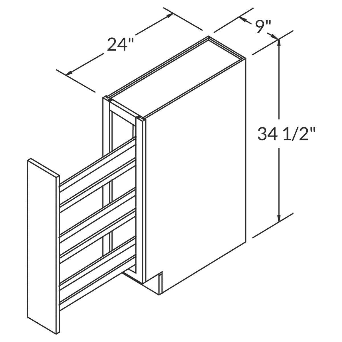 Cubitac Imperial Belmont Cafe Glaze Base Full Height Door 9"W Assembled Cabinet Wireframe