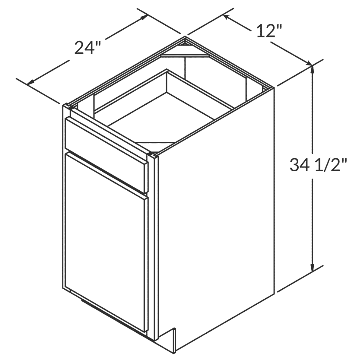 LessCare Danbury Blue Base 12"W Shaker Cabinet Wireframe